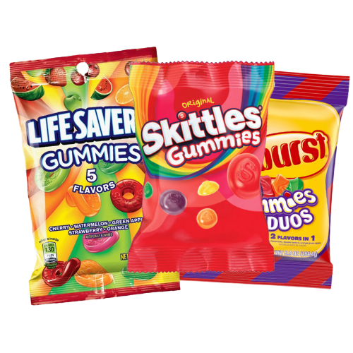 Skittles, Starburst, and Lifesaver Gummy Peg 2 for $5