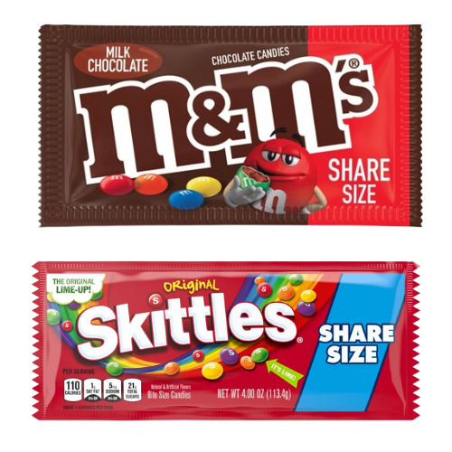 mm and skittles- 2 for 4