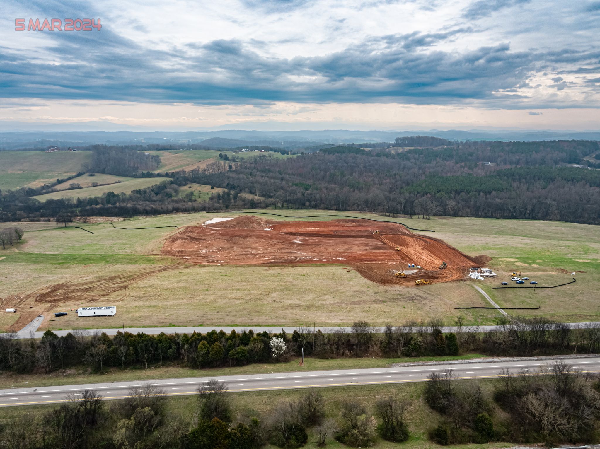 Aerial view of the plot of land under construction for Weigel's new commissary