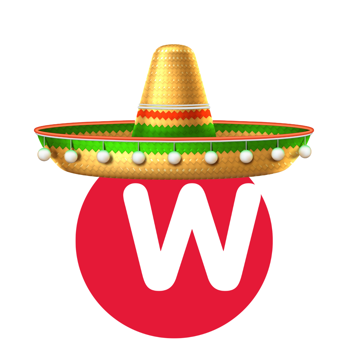 Weigel's logo which is a red circle with a white W is wearing a sombrero.
